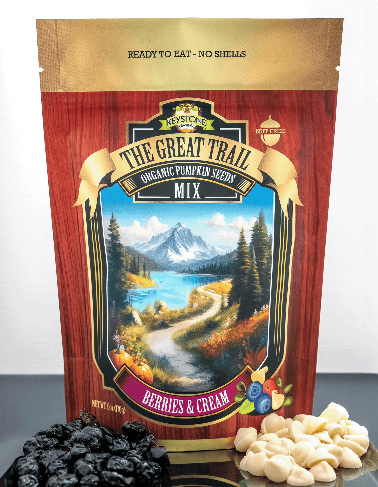 THE GREAT TRAIL MIX - BERRIES & CREAM Organic Pumpkin Seed Mix 6 oz - Plant-Based Blend