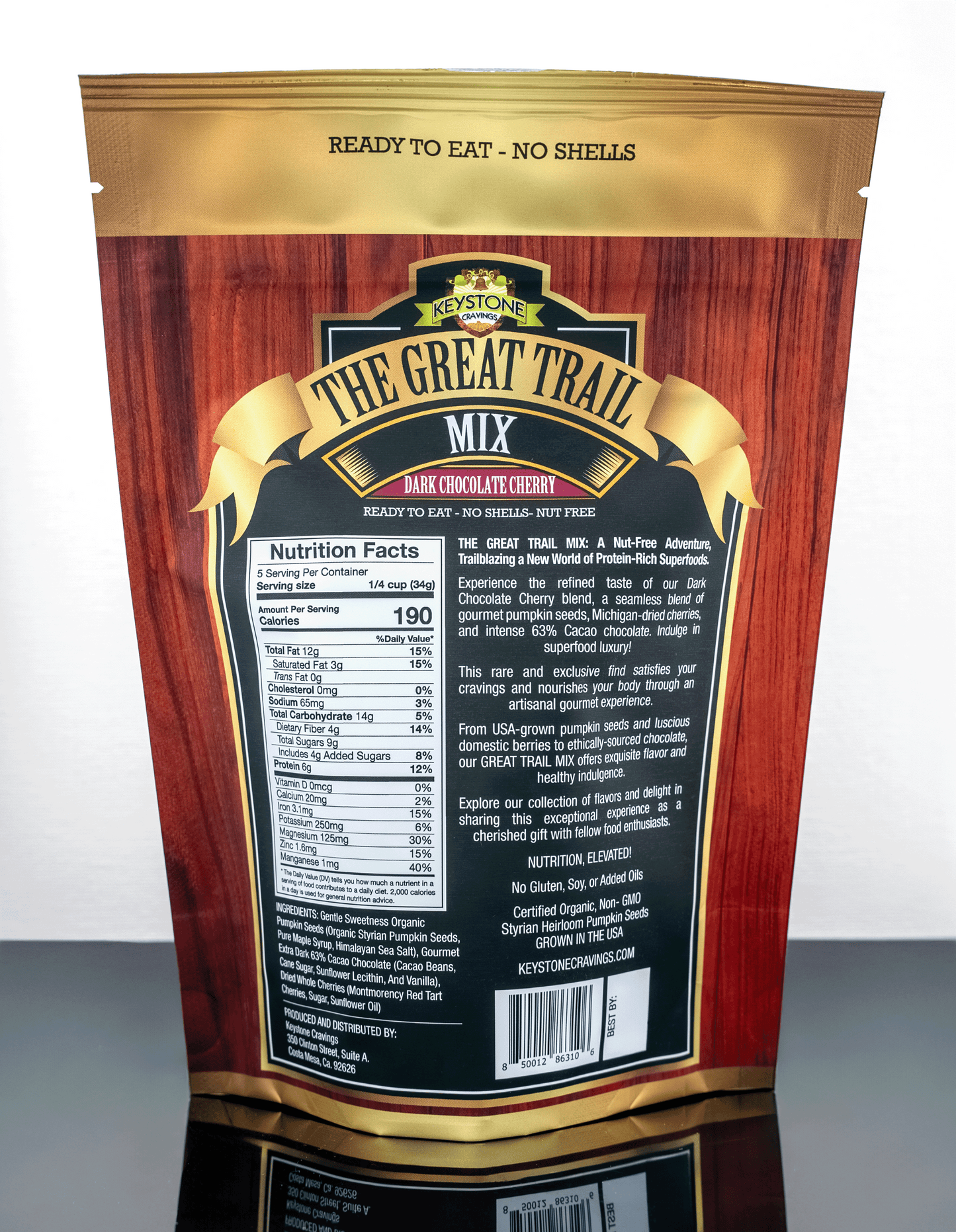 THE GREAT TRAIL MIX: DARK CHOCOLATE CHERRY Organic Pumpkin Seed Mix 6oz -Vegan Virtue